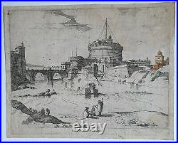 CASTELLO SANT ANGELO Roma GRAVURE Willem Adriaensz. Van Nieulandt II ITALIE 1605