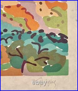 CHARLES LAPICQUE, Paysage, lithographie couleurs sur Japon nacré. E. A. Signée