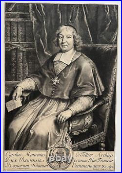 CHARLES MAURICE LE TELLIER Portrait GRAVURE Edelinck PIERRE MIGNARD XVIII°