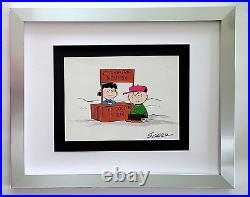 CHARLES SCHULZ + Signed Christmas 1968 Peanuts SNOOPY Cartoon + Cadre + ACHETER