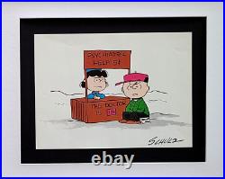CHARLES SCHULZ + Signed Christmas 1968 Peanuts SNOOPY Cartoon + Cadre + ACHETER
