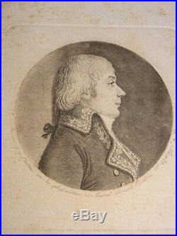 CHRETIEN Gravure PHYSIONOTRACE PORTRAIT HOMME GENERAL REVOLUTION PRE PHOTO 1795