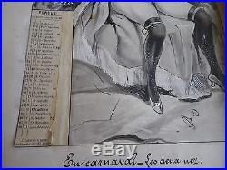 Calendrier 1900 Scenes Erotiques Curiosa Estampe Rehaussee Gouache Annonay