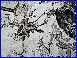 Callot Tentation de Saint Antoine Rare tirage 18eme 1770 Démon Enfer Sorcier