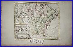 Canada Louisiane Floride Acadie Carte Géographique Ancienne Vaugondy Old Map