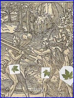 Canada bataille entre indigènes par André? Thevet 1516-1590 gravure de 1575