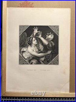 Carlo Cignani Potiphars Weib Tableau Art 1872 Antiquarische en Acier Gravure