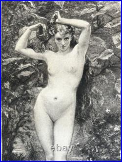 Carolus Duran gravure eau forte etching Nu Féminin Femme Nue dans la rosée