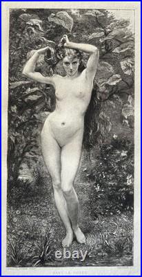 Carolus Duran gravure eau forte etching Nu Féminin Femme Nue dans la rosée