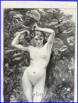 Carolus Duran gravure eau forte etching Nu Féminin Femme Nue dans la rosée