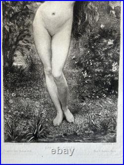 Carolus Duran gravure eau forte etching Nu Féminin Femme Nue dans la rosée