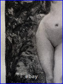Carolus Duran gravure eau forte etching Nu Féminin Femme Nue dans la rosée