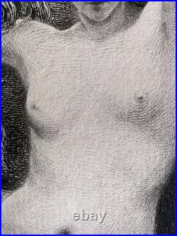 Carolus Duran gravure eau forte etching Nu Féminin Femme Nue dans la rosée