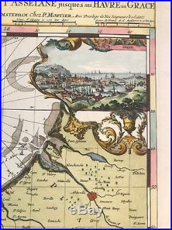 Carte Marine 1693 De Hooge Mortier Dieppe Le Havre Rouen