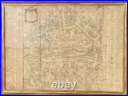 Carte Plan de Paris 1767 Chéreau Gravure originale XVIIIe Grand format 89 cm