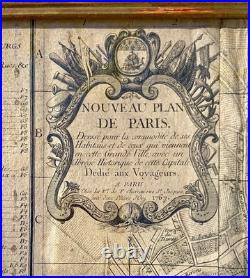 Carte Plan de Paris 1767 Chéreau Gravure originale XVIIIe Grand format 89 cm