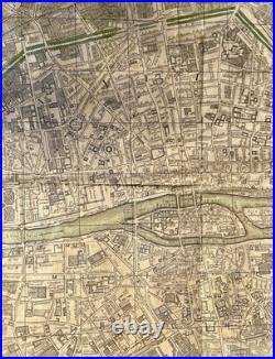 Carte Plan de Paris 1767 Chéreau Gravure originale XVIIIe Grand format 89 cm
