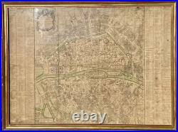 Carte Plan de Paris 1767 Chéreau Gravure originale XVIIIe Grand format 89 cm