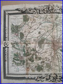 Carte ancienne 1766. Environs de Paris. Carte gravée, coloris d' époque XVIIIe