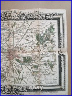 Carte ancienne 1766. Environs de Paris. Carte gravée, coloris d' époque XVIIIe