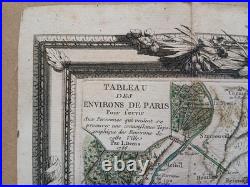 Carte ancienne 1766. Environs de Paris. Carte gravée, coloris d' époque XVIIIe