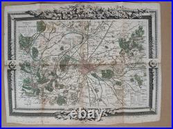 Carte ancienne 1766. Environs de Paris. Carte gravée, coloris d' époque XVIIIe