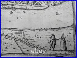 Carte ancienne Kampen (Pays-bas) Braun & Hogenberg Circa 1580