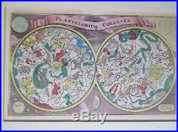 Carte ancienne planisphère céleste, constellations, Zodiaque, astronomie XVIIIe