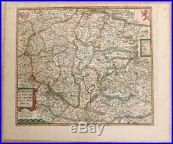Carte c1650 JANSSONIUS in-folio map couleurs BOHÊME Moravie Bavière Autriche 22