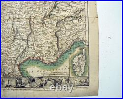 Carte de France gravée Épreuve originale aquarellée illustrée circa 1790