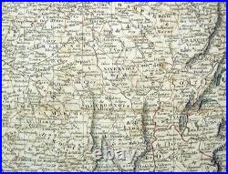 Carte de France gravée Épreuve originale aquarellée illustrée circa 1790