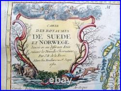 Carte des Royaumes De Suède et Norwege Jean-Baptiste de la Fosse 1780