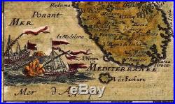 Carte en Couleur XVIIe Île de Malte Malta Gozo Island Cominotto Neptune 1683