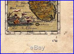 Carte en Couleur XVIIe Île de Malte Malta Gozo Island Cominotto Neptune 1683
