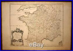 Carte géographique ancienne LE ROYAUME DE FRANCE, Robert de VAUGONDY 1754
