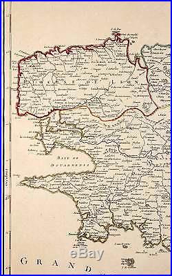 Carte geographique ancienne region de LA BRETAGNE par ROBERT DE VAUGONDY 1751