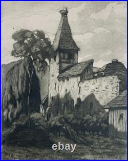 Charles Betout (1869-1945) Gravure Aquatinte Vue D'ammerschwihr 1920 (168)
