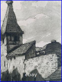 Charles Betout (1869-1945) Gravure Aquatinte Vue D'ammerschwihr 1920 (168)