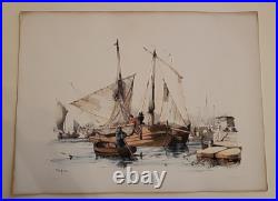 Charles MOZIN Marine Collection de 3 ithographies originales Vers 1860