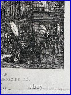 Charles Meryon Gravure Eau Forte Etching Tourelle Rue De L'école Médecine 1861