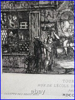 Charles Meryon Gravure Eau Forte Etching Tourelle Rue De L'école Médecine 1861