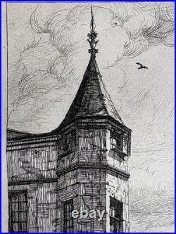 Charles Meryon Gravure Eau Forte Etching Tourelle Rue De L'école Médecine 1861