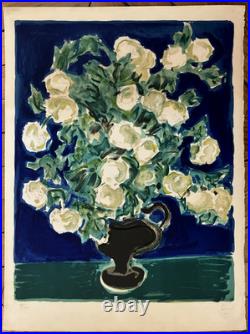 Charles Sénard lithographie originale signée, fleurs, nature morte, les Ziniars