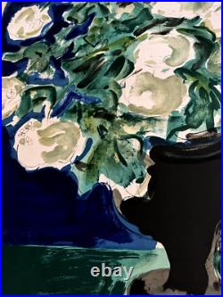 Charles Sénard lithographie originale signée, fleurs, nature morte, les Ziniars