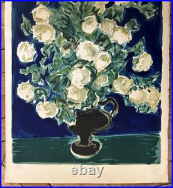 Charles Sénard lithographie originale signée, fleurs, nature morte, les Ziniars