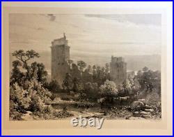 Château d'Elven, tour Largoët, Morbihan, Ciceri, lithographie originale