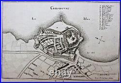 Cherbourg gravure ancienne XVIIe siècle Mérian