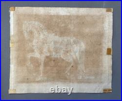 Cheval harnaché, gravure ancienne, XVIIIe