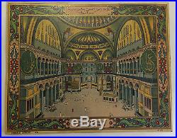 Chromolithographie Intérieur de la Mosquée de Sainte Sophie à Constantinople