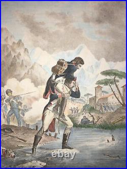 Combat Col Monte 1795 LITHOGRAPHIE LASTEYRIE Militaria PIEMONT Italie XIX°